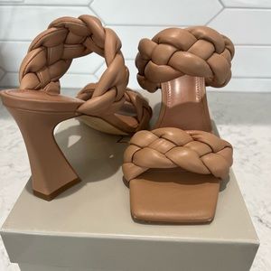 Marc Fisher Braided Block Heel Sandal, Natural Tan